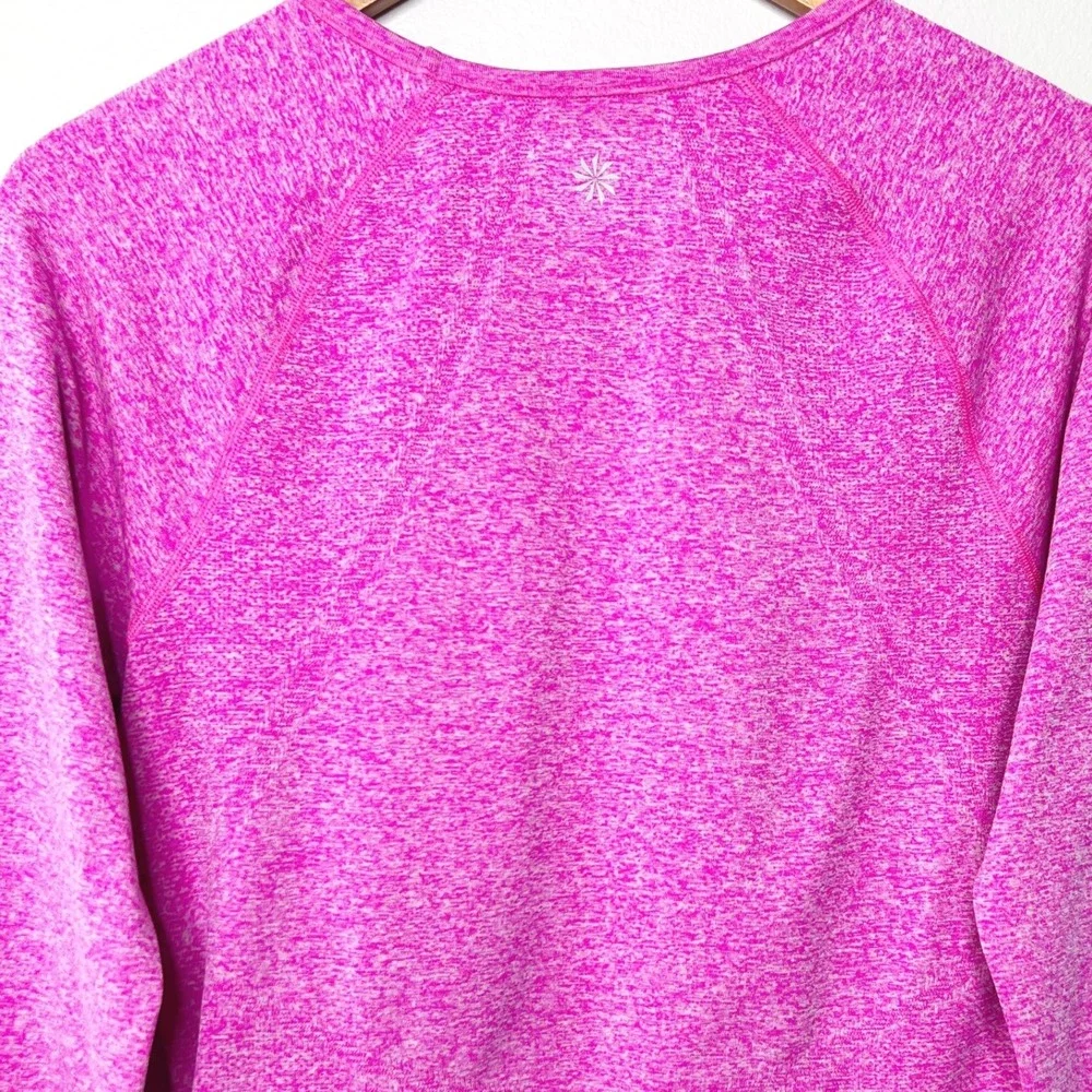 Athleta Momentum Long Sleeve Pink Heather‎ Space Dye Ruched Top Womens Size L